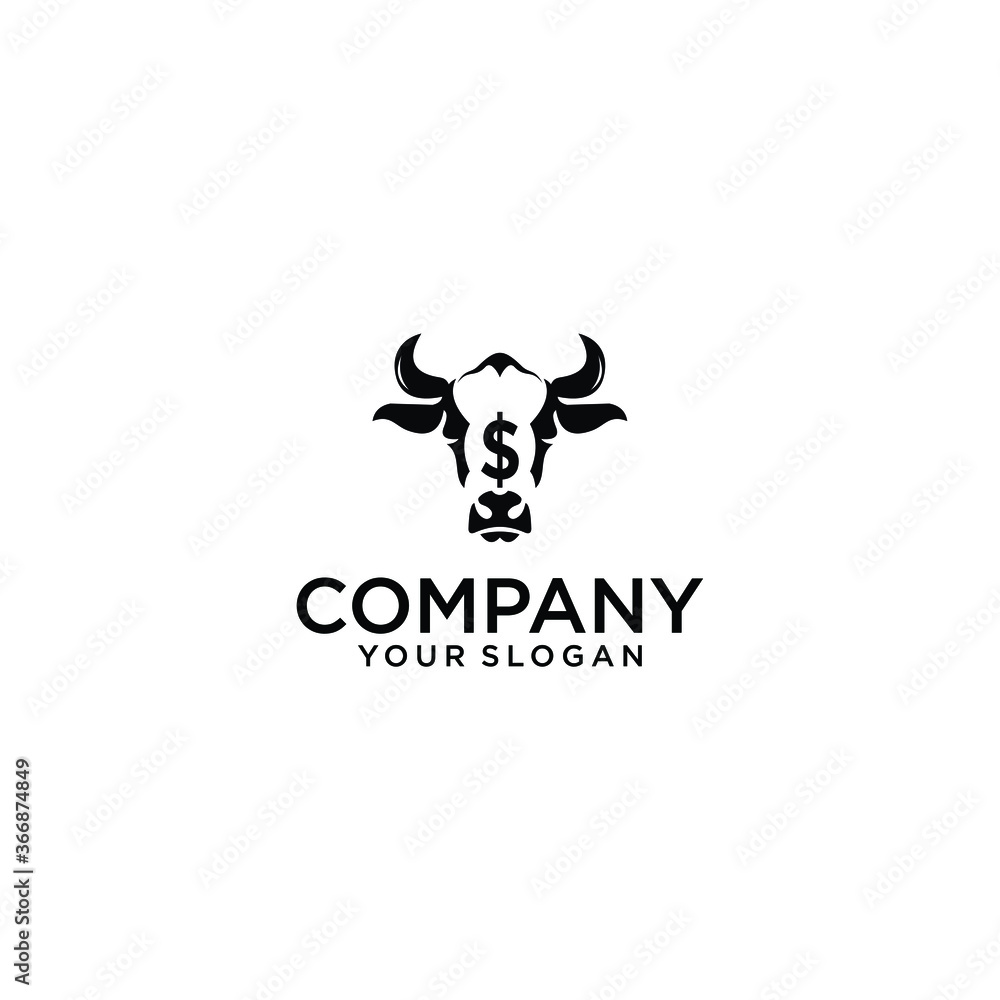 Fototapeta premium Vector image of an cow head design on white background, Vector cow head for your design. Cow Logo. Farm Animals.