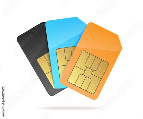 Mobile phone sim cards or chips template realistic vector illustration isolated.