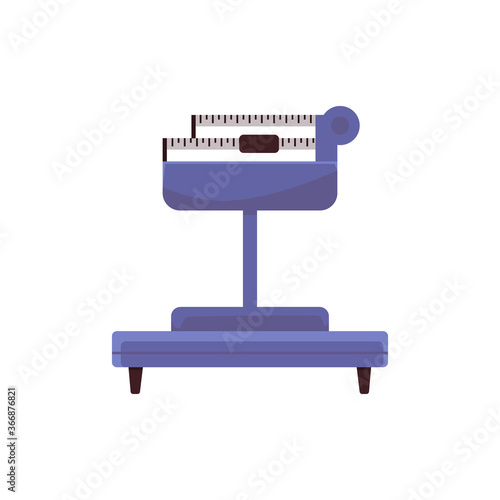 Blue mechanical precision balance scale with sliding mass