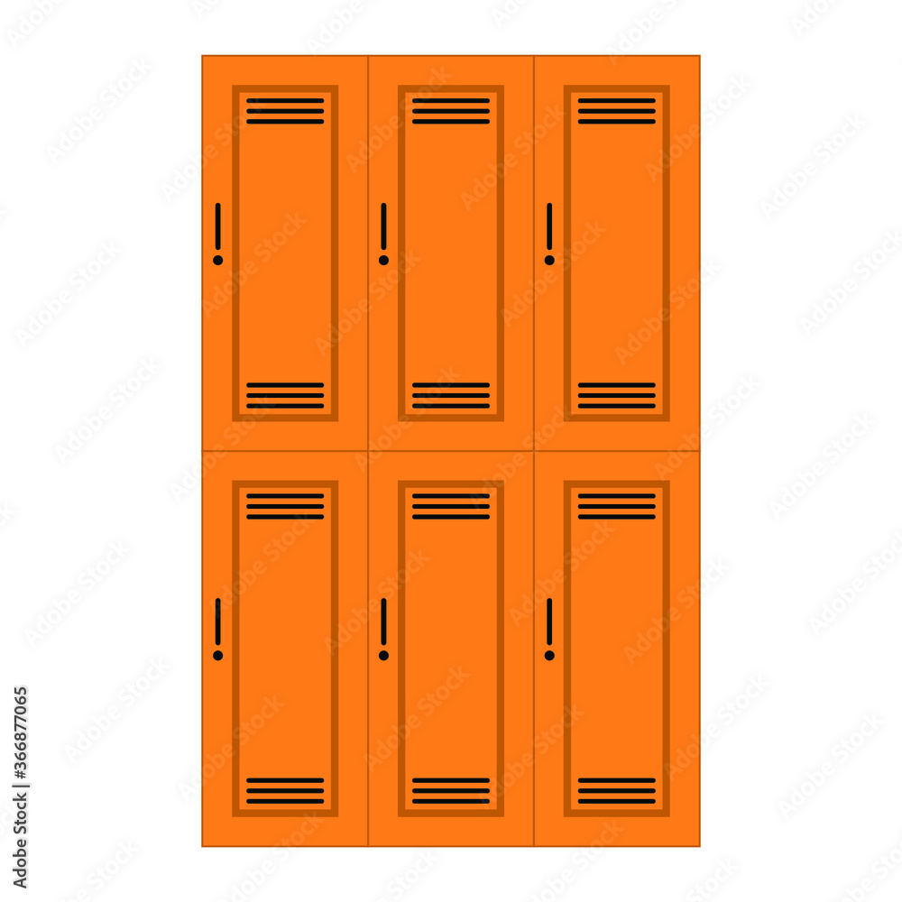 Changing room lockers orange on white background, symbol for design, vector illustration Changing room lockers orange on white background, symbol for design, vector illustration