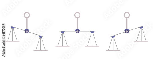 Balance scales for weight measure set in equilibrium and tipped to one side