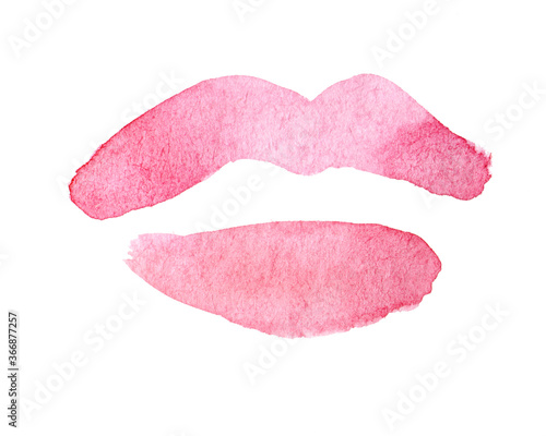 Aquarelle pink lips. Watercolor illustration. Fashion background.
