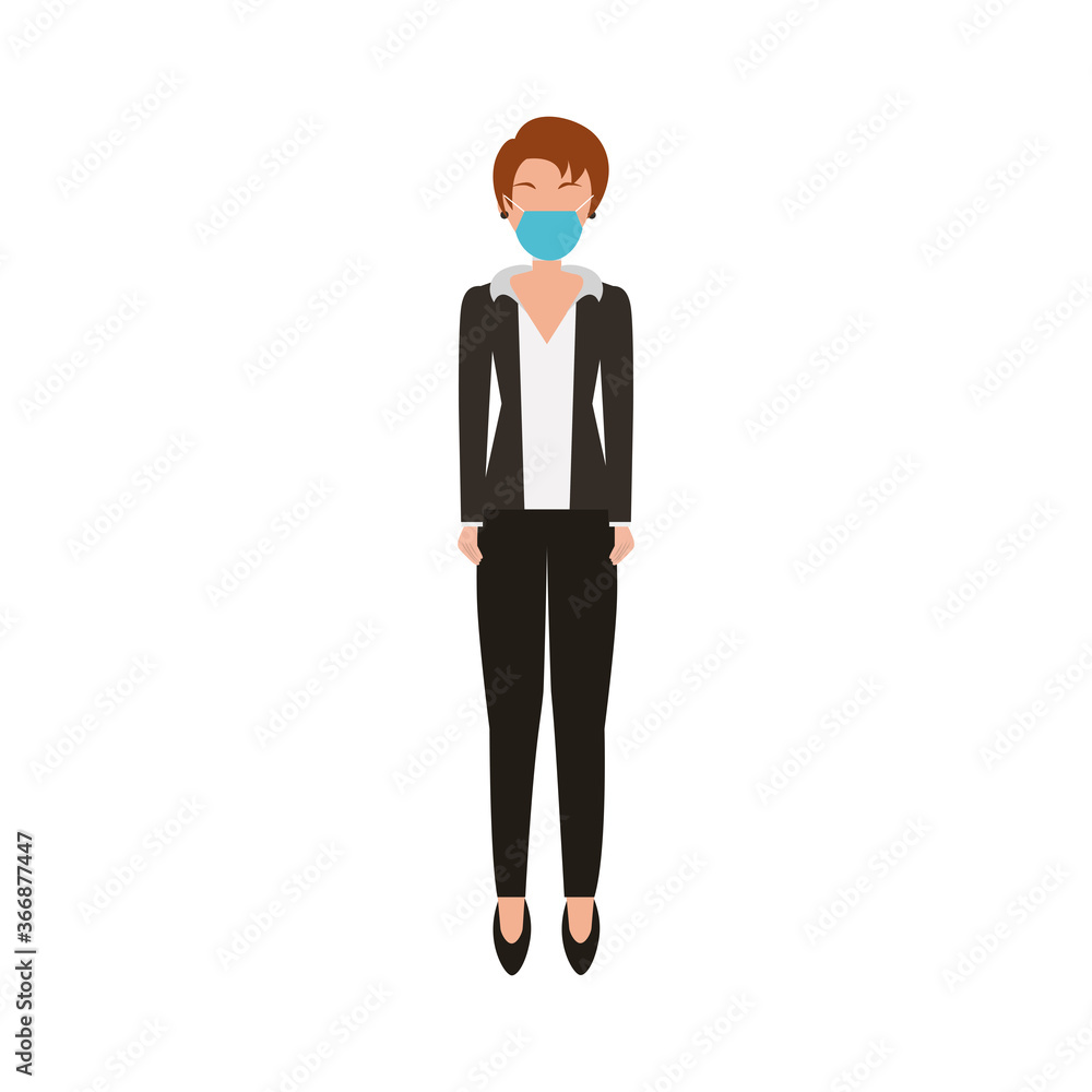 businesswoman wearing medical mask character businesswoman wearing medical mask character