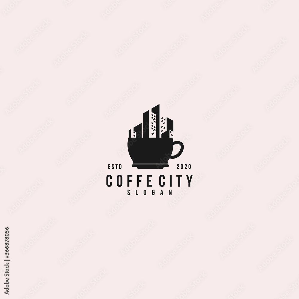 Coffee city concept logo flat vector