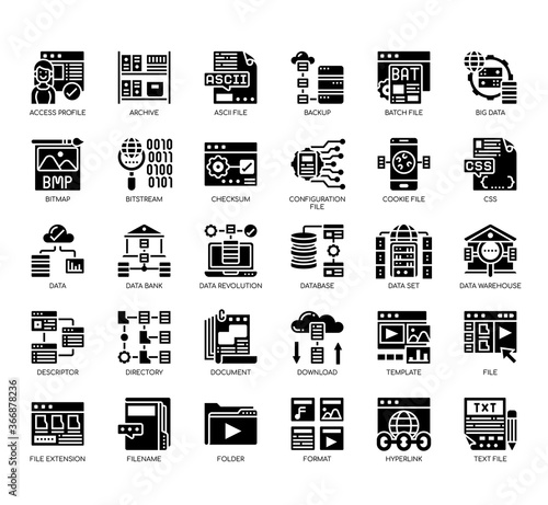Set of file and document thin line and pixel perfect icons for any web and app project.