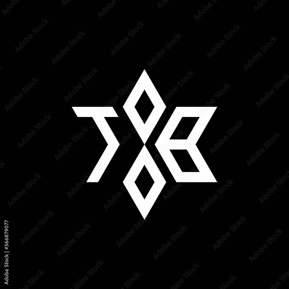 TB monogram logo with star shape and luxury style TB monogram logo with star shape and luxury style