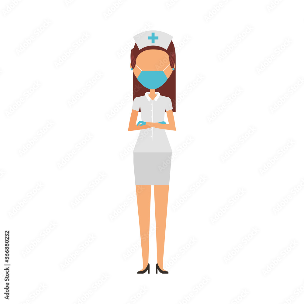 young female nurse wearing medical mask character young female nurse wearing medical mask character