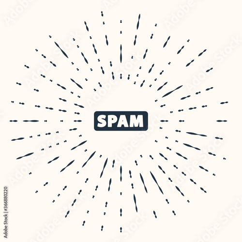 Grey Spam icon isolated on beige background. Abstract circle random dots. Vector.