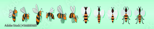 cartoon set of hornet. vector illustration 