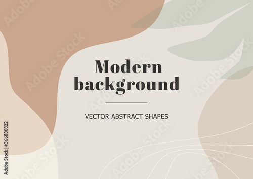 Fashion stylish templates with organic abstract shapes and line in nude pastel colors. Neutral background in minimalist style. Contemporary vector Illustration