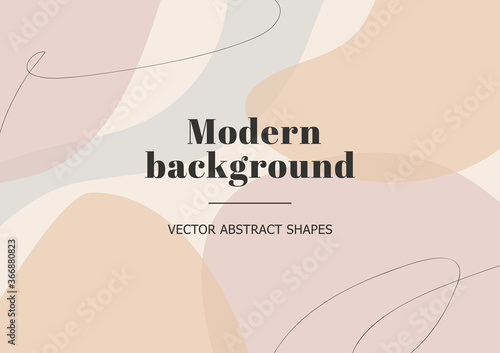 Fashion stylish templates with organic abstract shapes and line in nude pastel colors. Neutral background in minimalist style. Contemporary vector Illustration