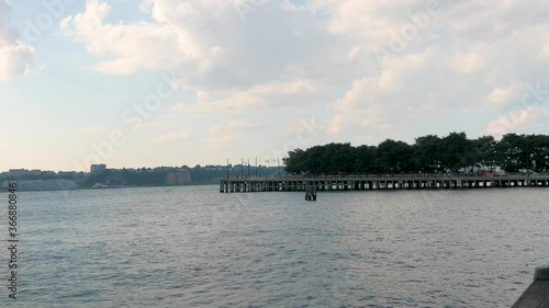 skyline of NJ with Hudson river at sunset from NYC