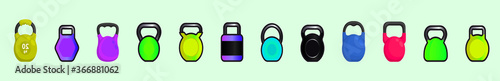 set of kettlebell vector illustration isolated on tosca background