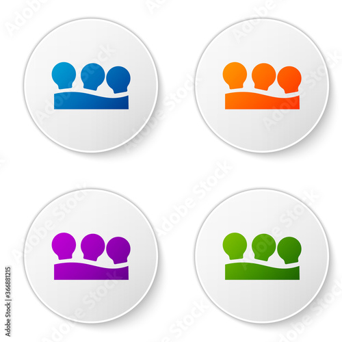 Color Vacuum cans icon isolated on white background. Massage jars for face and body. Medical anticellulite cups. Set icons in circle buttons. Vector.