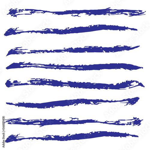 Ink blue grunge stripes set. Vector illustration