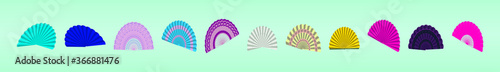 vector set spanish fan full color.vector illustration isolated on tosca background