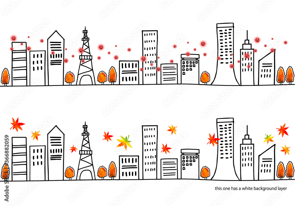 秋の街並みと新型コロナウイルスのイラスト Stock ベクター Adobe Stock 秋の街並みと新型コロナウイルスのイラスト Stock ベクター Adobe Stock