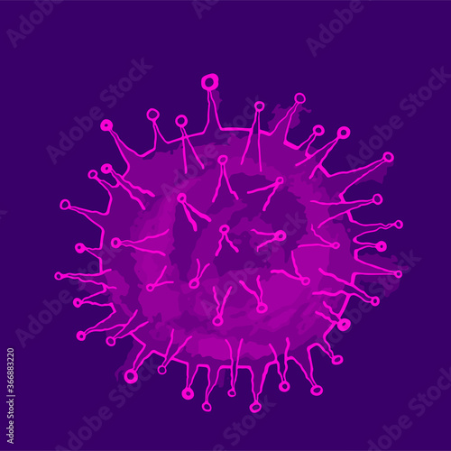 Coronavirus graphic vector illustration, corona virus bacteria. Respiratory coronavirus covid-19 flu outbreak illustration. Bacteria biology organism of floating influenza virus cell. Second wave risk