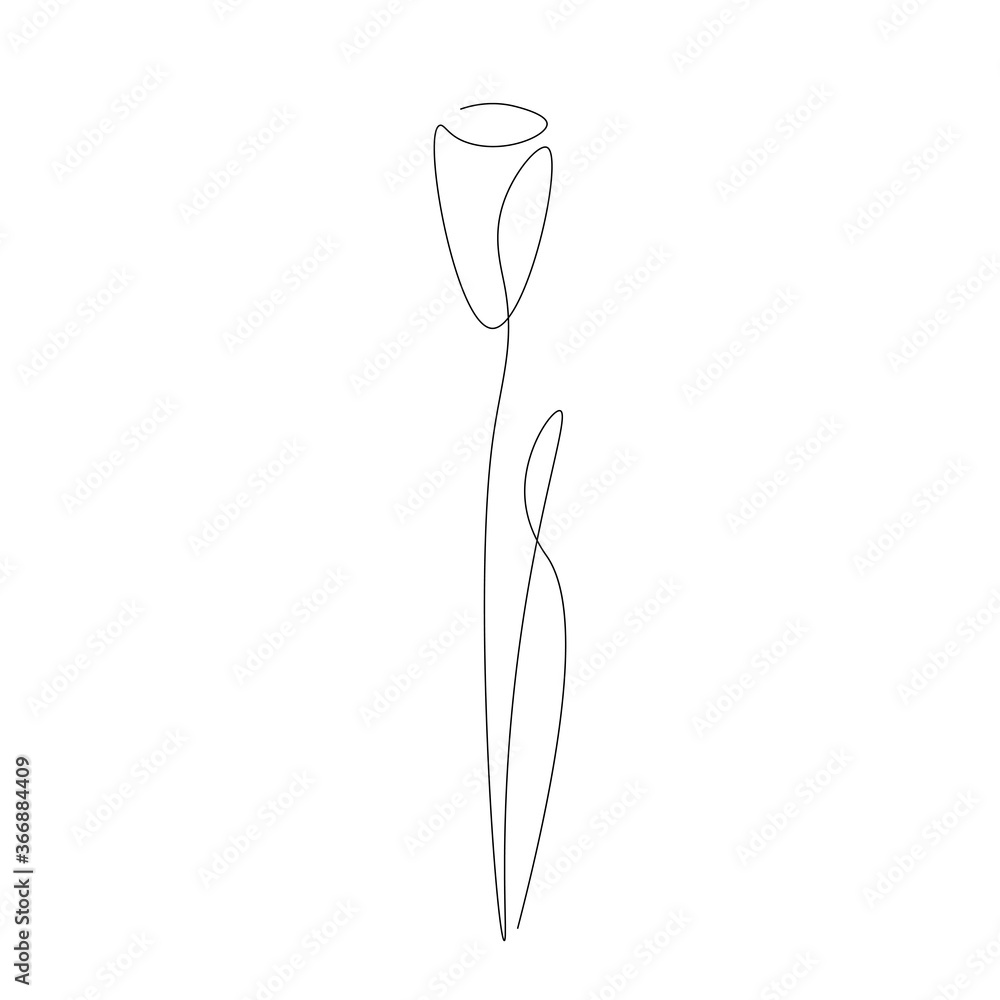 Obraz premium Flower silhouette one line drawing design. Vector illustration