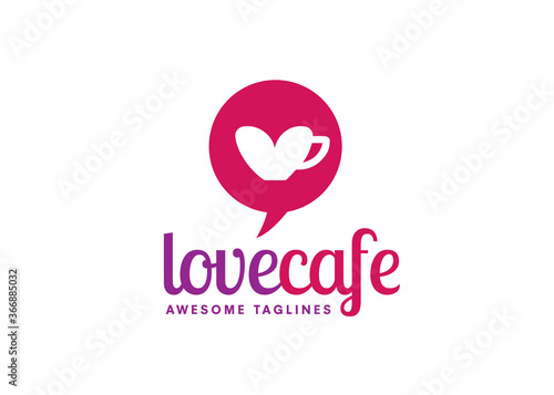 coffee logo design. with the concept of a cup of glass combined with the symbol of love. suitable logo used for your cafe or restaurant