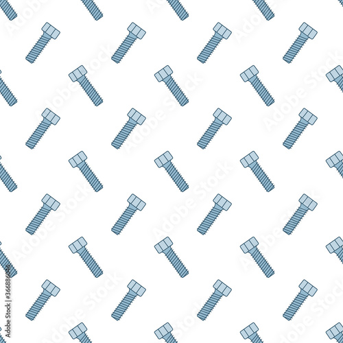 Seamless pattern with screws. Texture with hand drawn bolts. Vector illustration in doodle style on white background