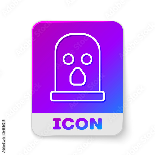 White line Balaclava icon isolated on white background. A piece of clothing for winter sports or a mask for a criminal or a thief. Rectangle color button. Vector.