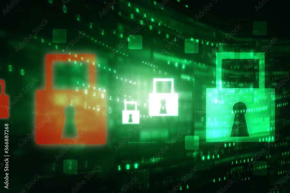 2d illustration Safety concept: Closed Padlock on digital background 2d illustration Safety concept: Closed Padlock on digital background