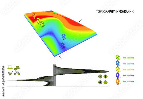 Set of Infographic Elements. Geodesic map and Information Graphics