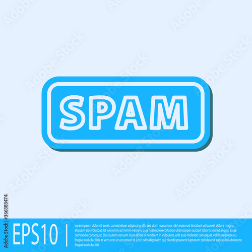 Blue line Spam icon isolated on grey background. Vector.