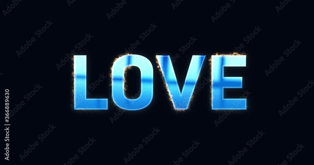 Love. Electric lightning text. Burning Logo reveal animation on black background. High quality 4k footage Love. Electric lightning text. Burning Logo reveal animation on black background. High quality 4k footage