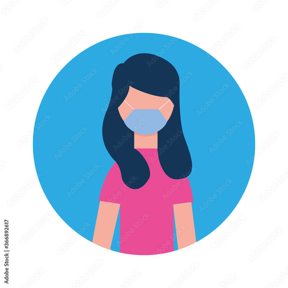 young woman wearing medical mask character young woman wearing medical mask character