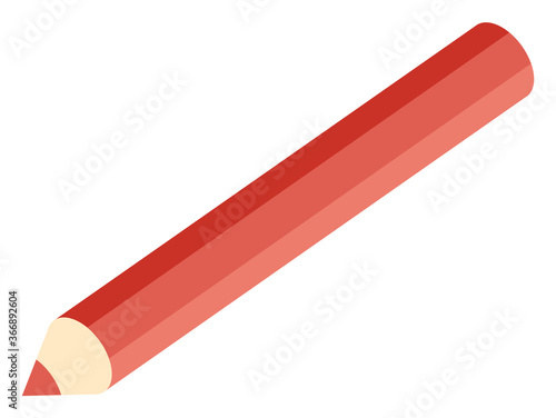 School stationery supply, red pencil or drawing tool isolated object vector. Draw or write, art lesson equipment, schoolbag item, academic year instrument