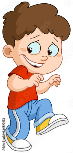 Illustration of a young boy sneaking in or out