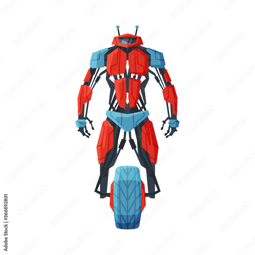 Robot on Wheel, Future Robotic Technology, Artificial Intelligence Vector Illustration on White Background