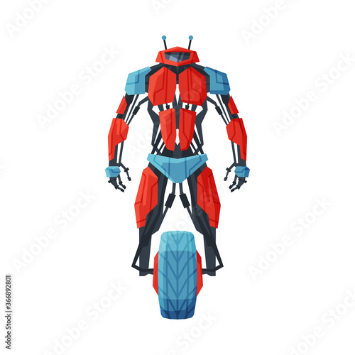 Robot on Wheel, Future Robotic Technology, Artificial Intelligence Vector Illustration on White Background