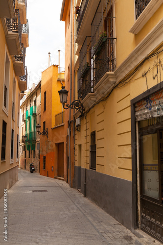 Picturesque old town streets in the city center of Valencia  Spain.