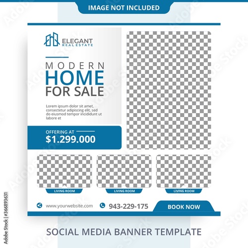 Editable Home House For Sale Real Estate Banner Mockup Template Promotions