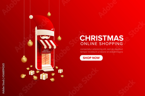 Online shopping promotion special christmas sale on mobile application or web