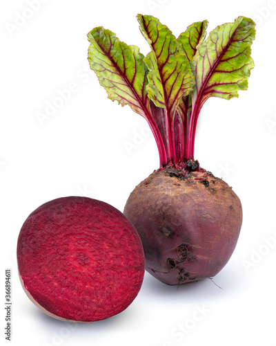 Red Beetroot with leaf isolated on white background, Fresh beetroot isolated on white background,