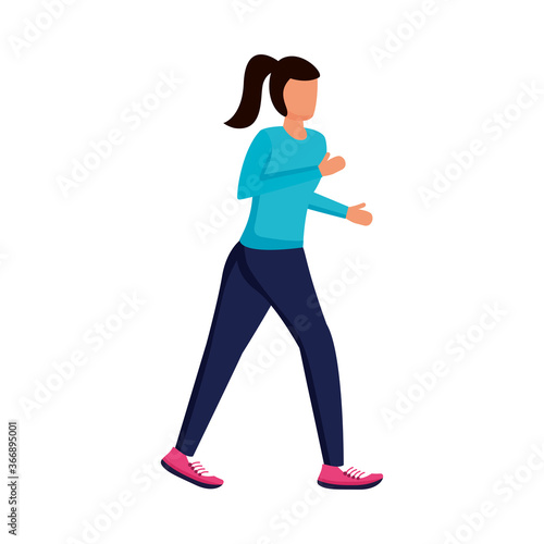 young woman running avatar character