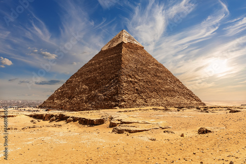 Famous Pyramid of Khafre Chephren in the Giza Necropolis  Egypt