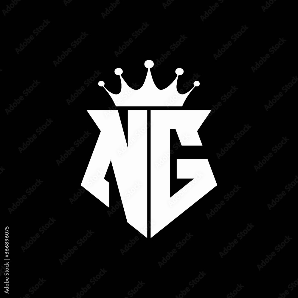 ng logo monogram shield shape with crown design template Stock Vector ...