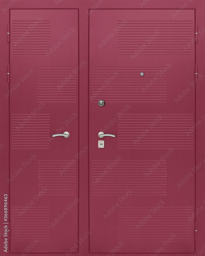 Fototapeta premium Model of double entrance metal doors isolated on white background