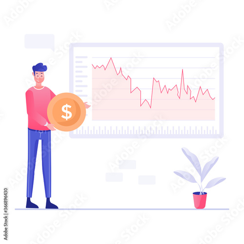 
A stock market news illustration design, money market flat vector 
