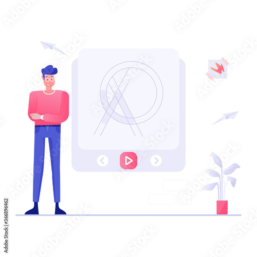 
Present participle for affect with a bad or undesirable quality, branding flat illustration 
