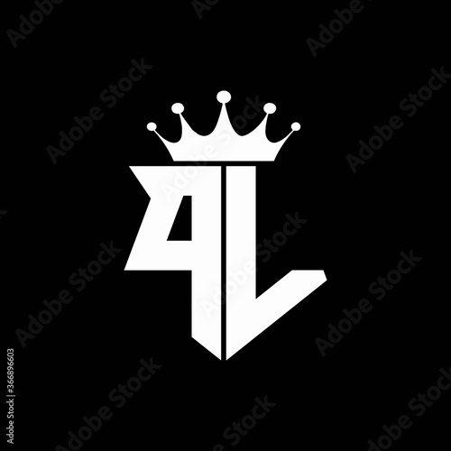 pl logo monogram shield shape with crown design template
