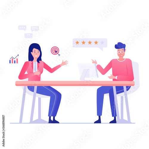 
Employee performance vector, flat illustration design
