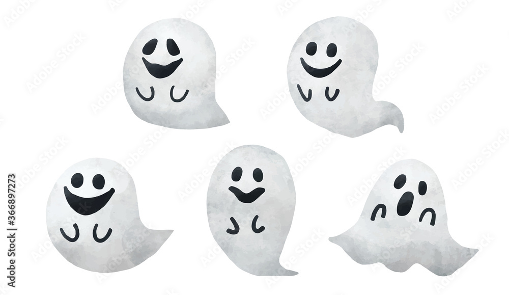 ハロウィン おばけ ゴースト きもだめし 水彩 風合い ベクター イラスト Stock Vector Adobe Stock