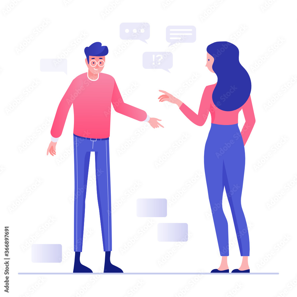 Obraz premium A design of teamwork communication concept in flat editable style 