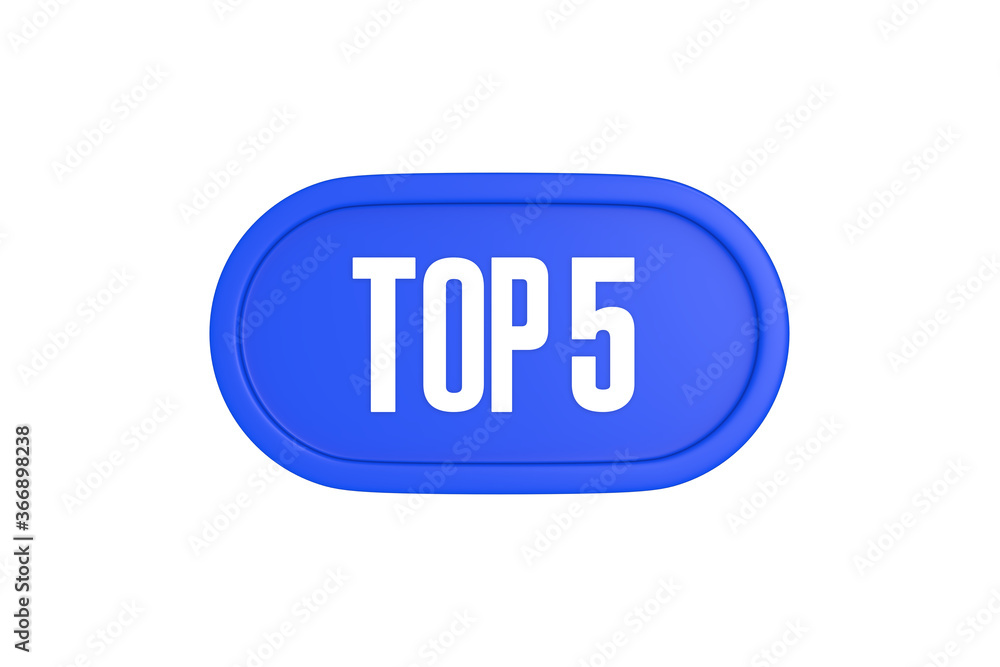 Top 5 sign in blue color isolated on white background, 3d illustration. Top 5 sign in blue color isolated on white background, 3d illustration.